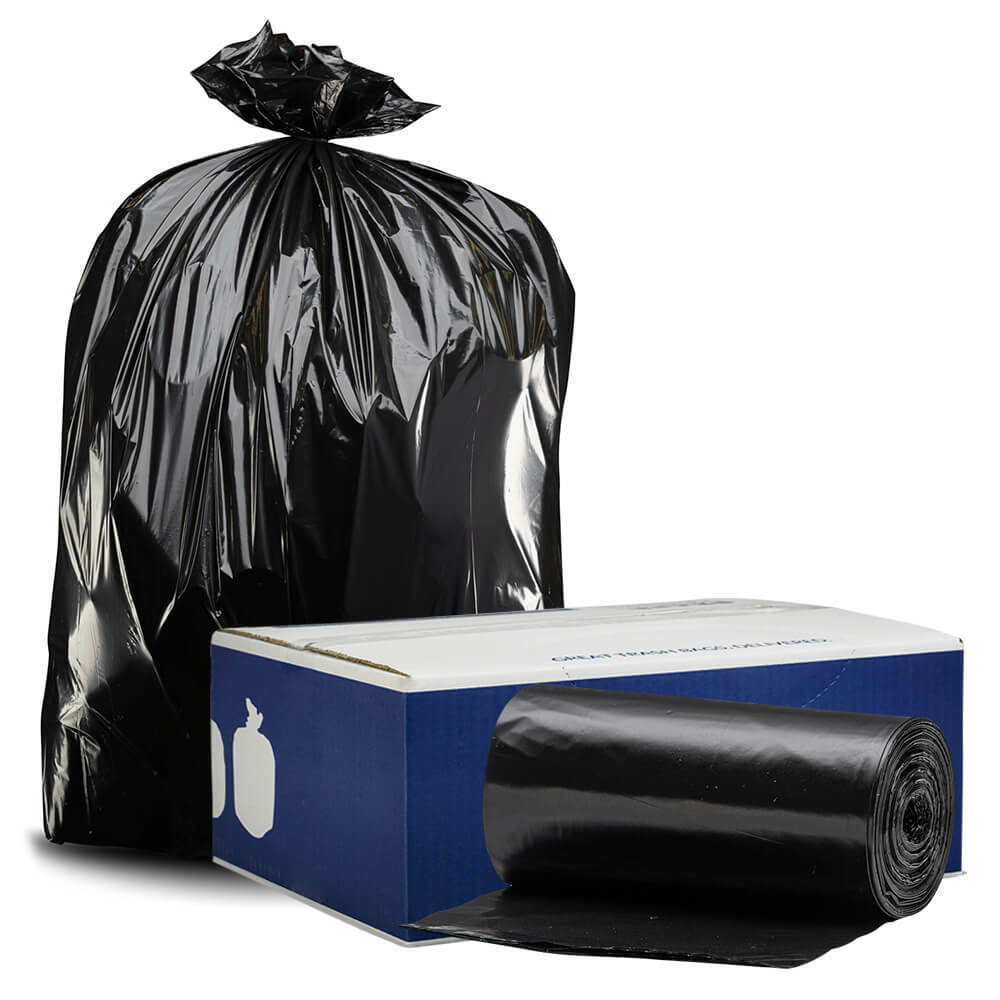 Plasticplace 95-96 Gallon Trash Bags – Black, Case of 50 Garbage Bags