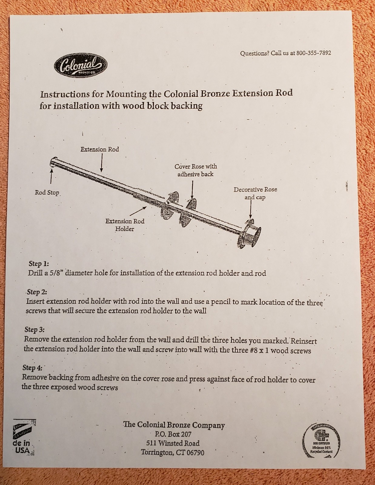 Colonial Bronze 11″ Garment Rod – Polished Chrome finish