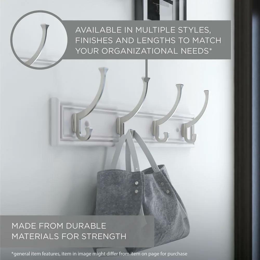 Liberty Hook Rack White Satin Nickel Heavy Duty Hooks Wall Mounted 45 in. Width
