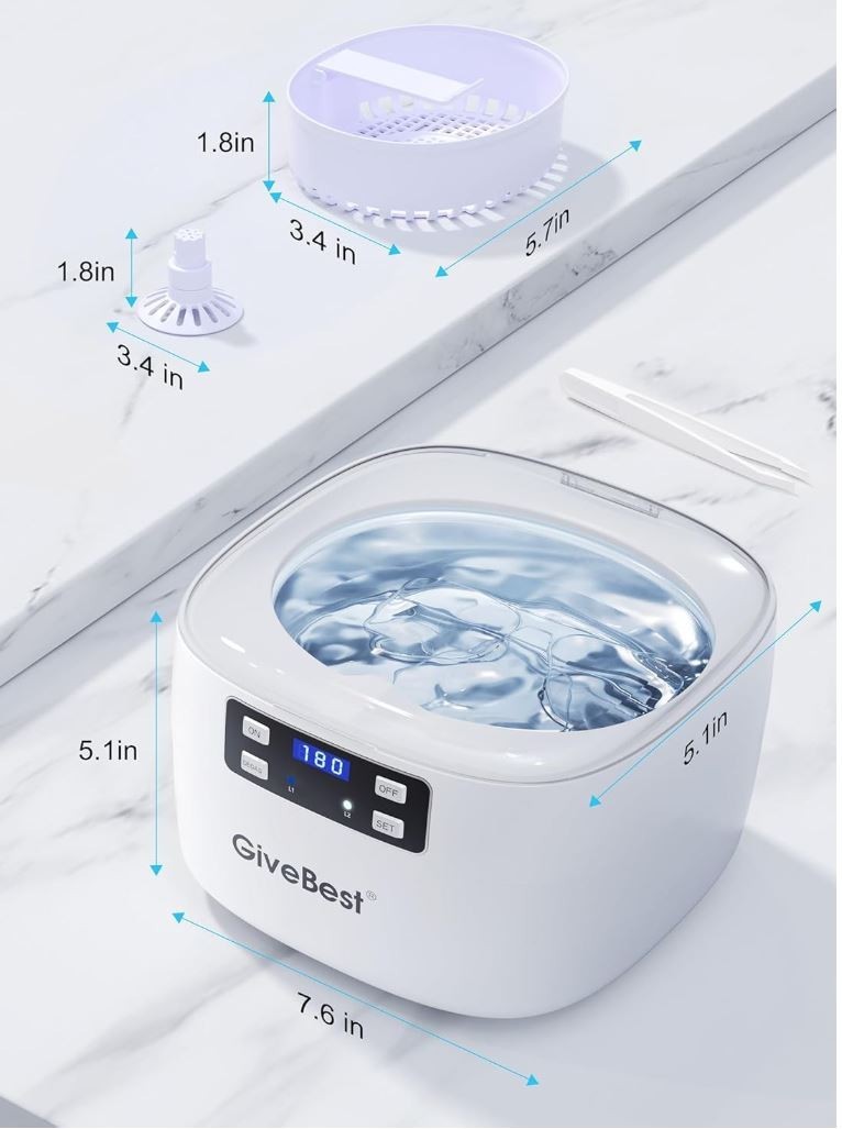Professional Ultrasonic Jewelry Cleaner, 45kHz w/25oz Stainless Steel Tank