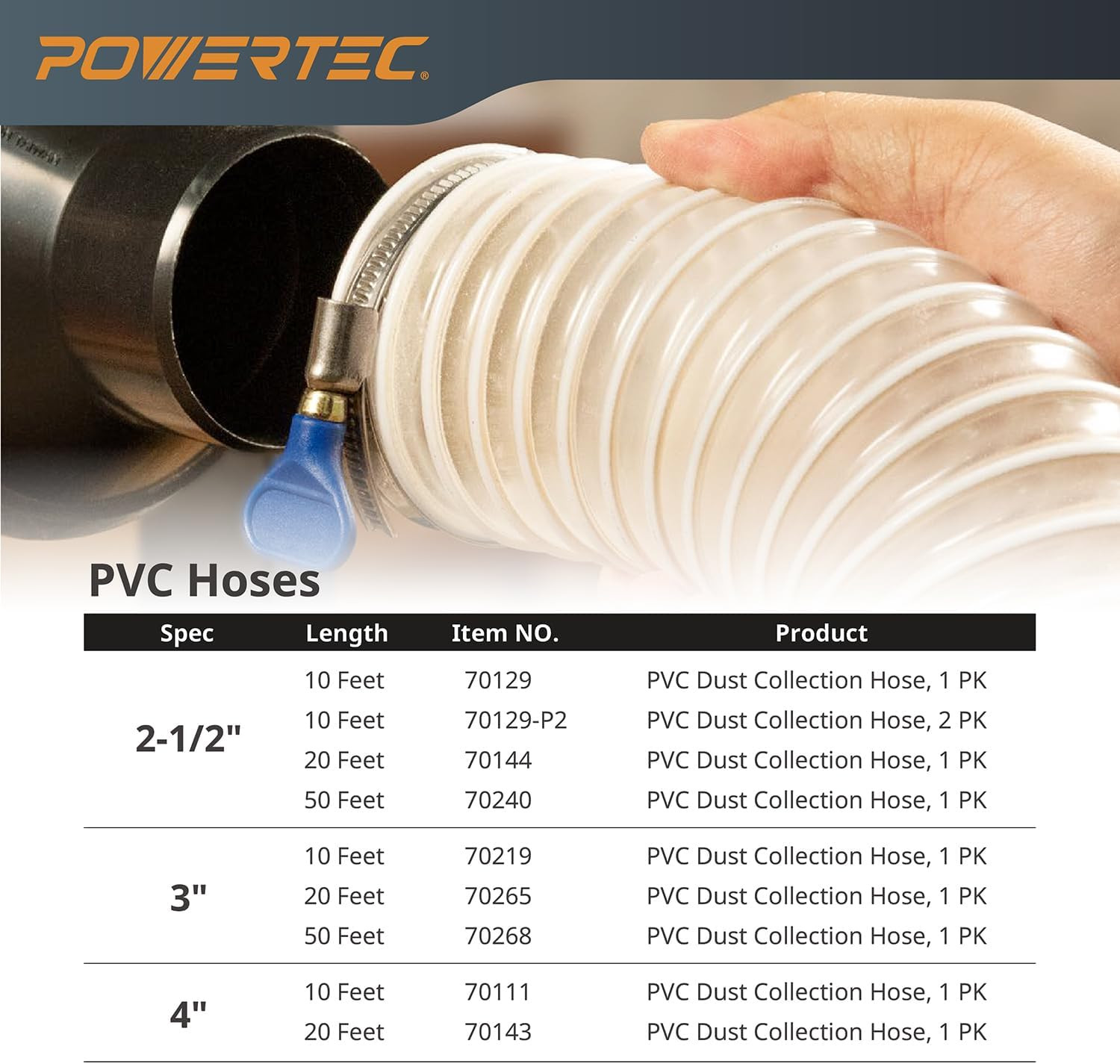 6″ X 5′ Dust Collection Hose, 6 Inch Flexible PVC Dust Collector Hose for Woodwo