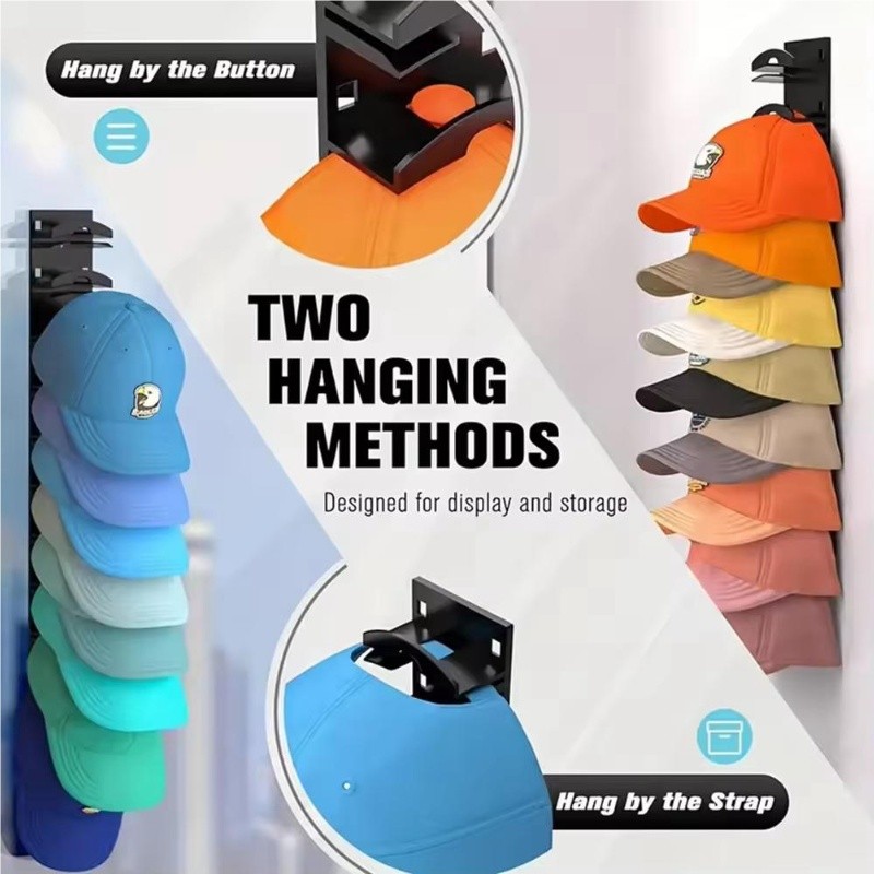 2x Hat Organiser Display Wall Mounted Hat Holder For Home Baseball Cap Rack US