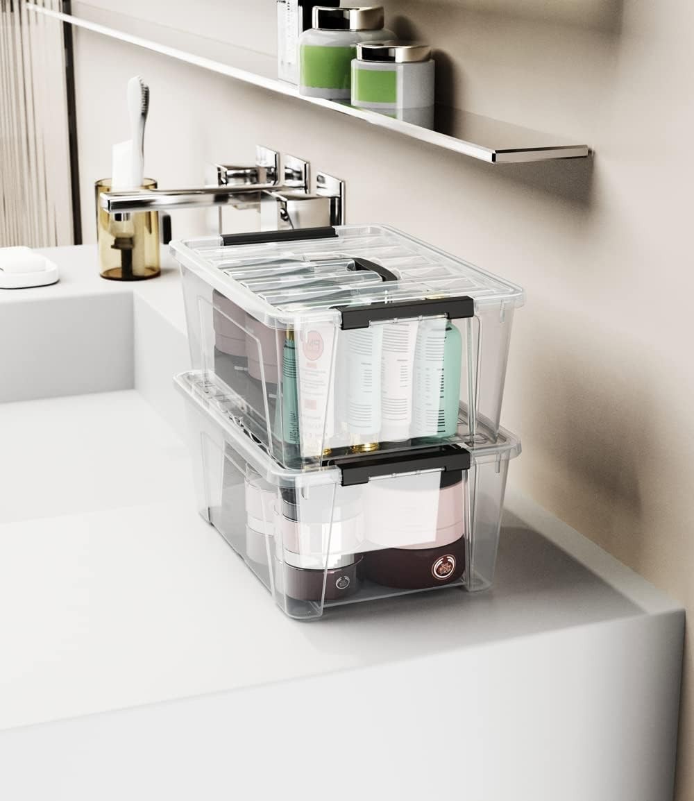 Shatterproof Clear Organizer Bins – 6-Pack Latch Boxes for Clutter-Free Spaces