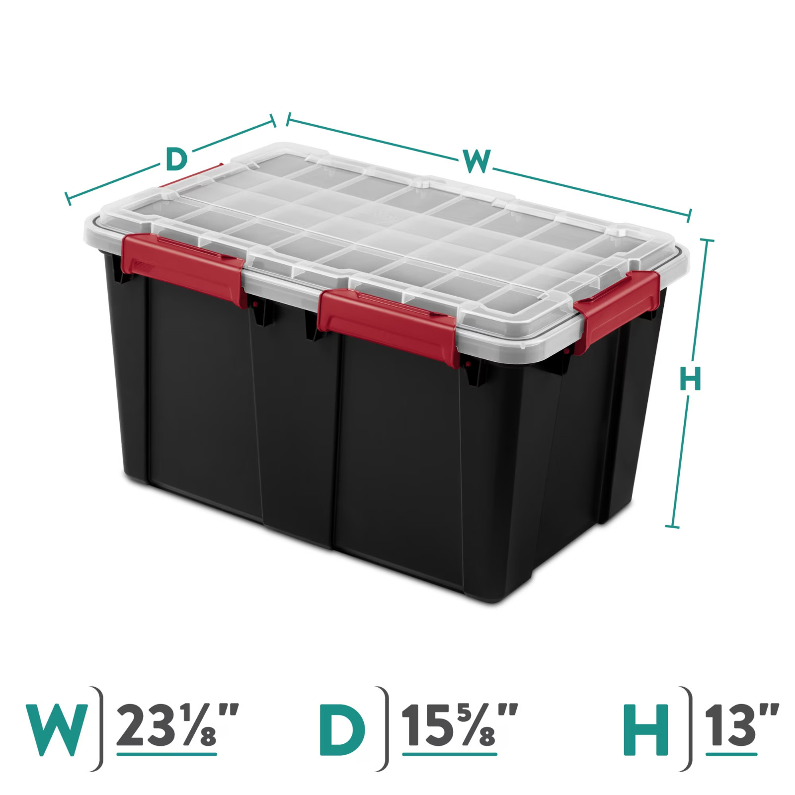 (4 pack) Sterilite Gasket Tote, 13.5 Gallon WaterProof Gasket Seal and Latches