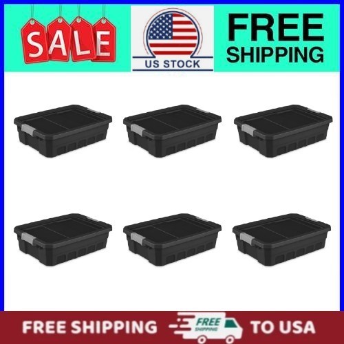 6 Pack Sterilite Stackable Storage Bin, 10 Gallon Durable Plastic Storage Tote