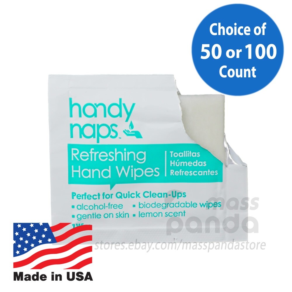 HandyNaps Refreshing Hand Wipes/Moist Towelettes/Wet Naps, Individually Wrapped