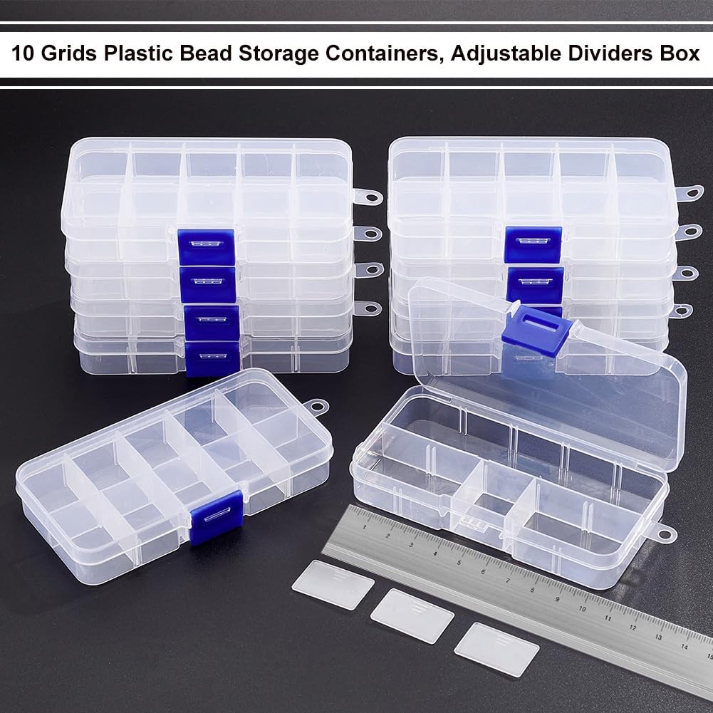 10 Pack 8 Grids Mini Plastic Organizer Box, 2.7×4.2×0.8inch Clear Plastic Jew…