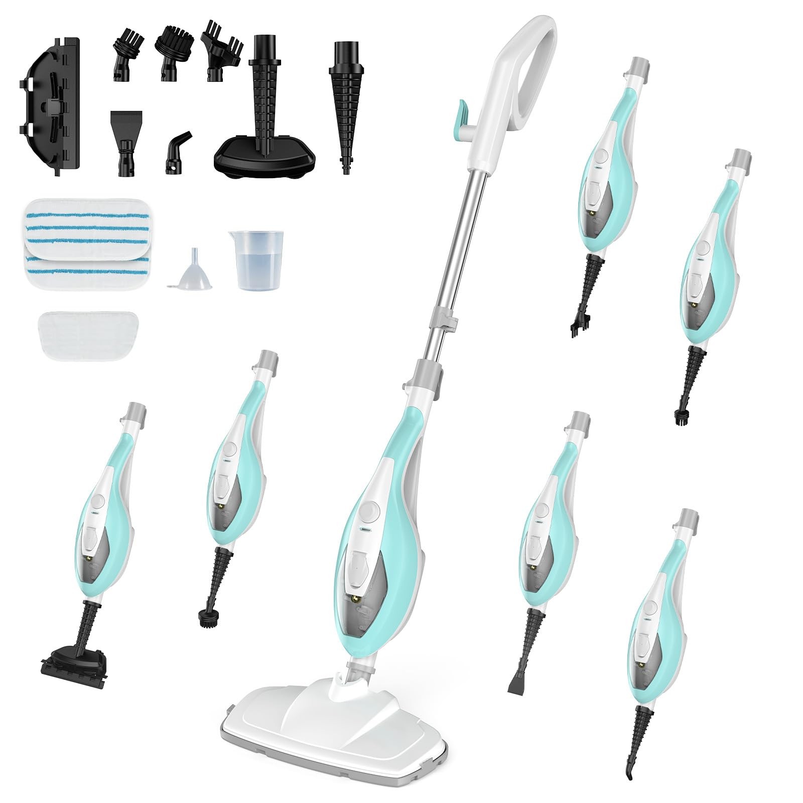 NEWBULIG 14-in-1 Steam Mop, Powerful Detachable Handheld Steam Cleaner for Fl…