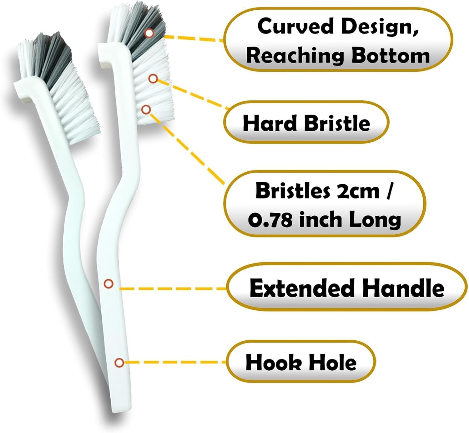 Crevice Cleaning Brush Set, Multi-Purpose Hard Bristle Brushes for Deep Clean…