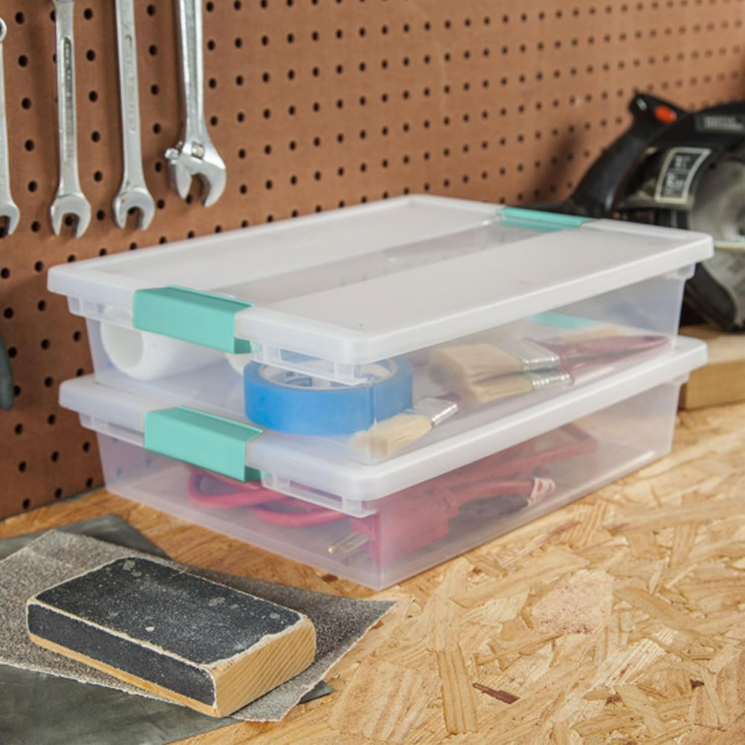 Effortless Storage Solutions: 6-Pack Large Stackable Bins with Latching Lids