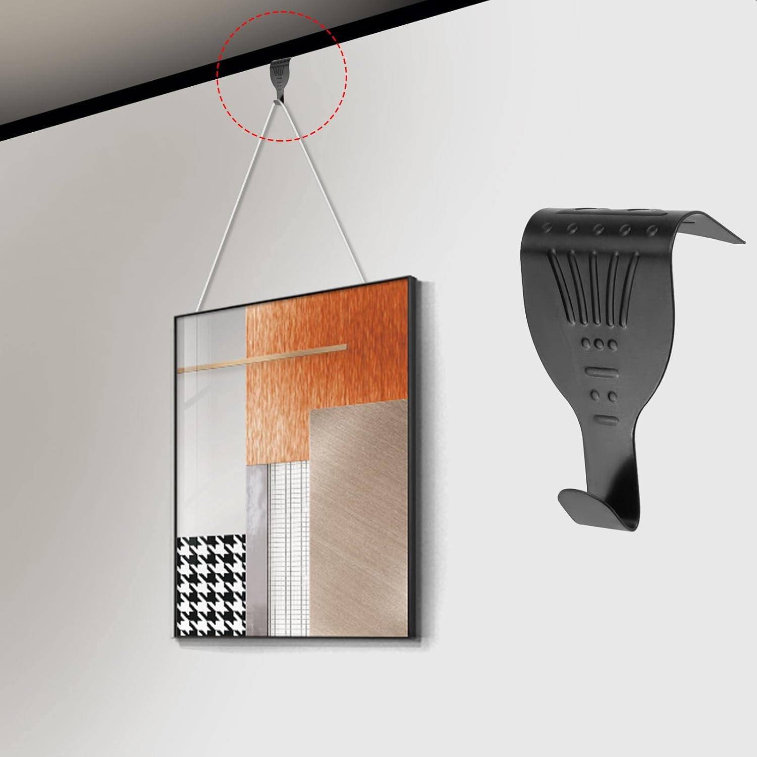 Moulding Hanging Hooks Picture Photo Frame Rail Hangers Black Hooks Pack of 24
