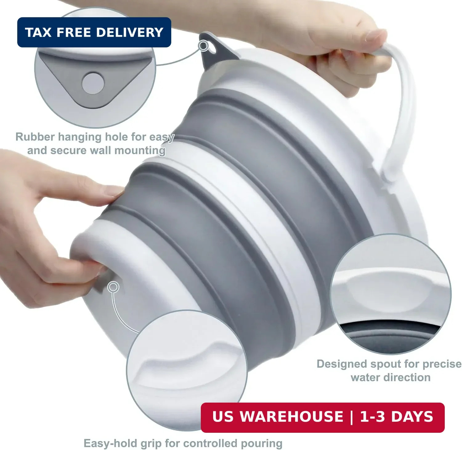 Small Collapsible Bucket 1.3 Gal/5L, BPA-Free – Space-Efficient, Portable Foldab