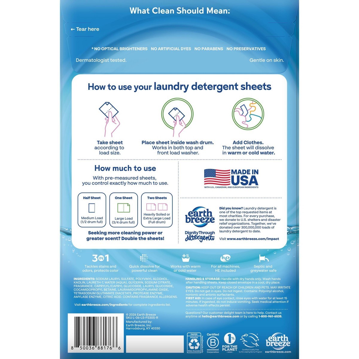 Earth Breeze Fresh Scent Laundry Detergent Sheets – 60 Loads