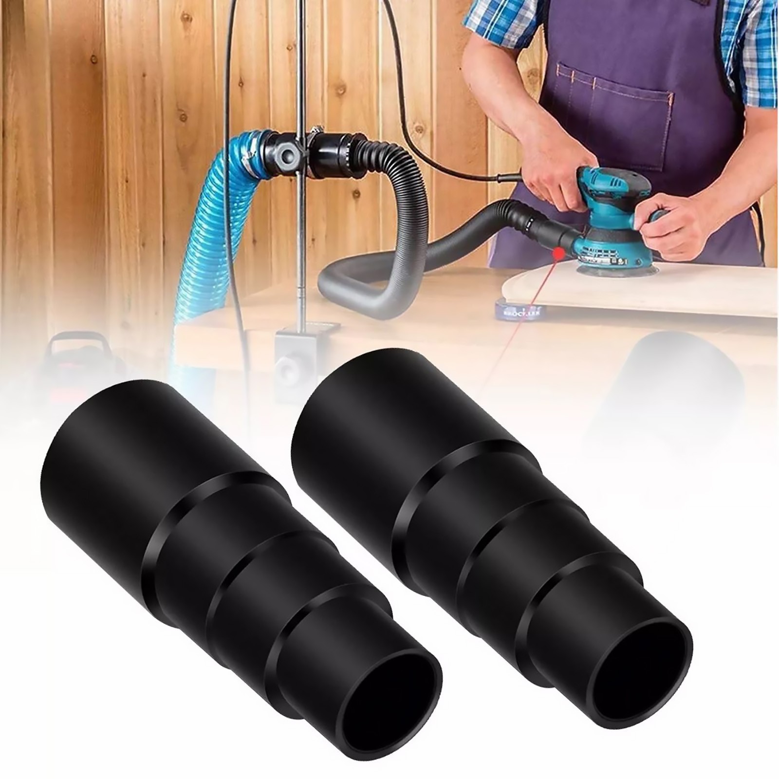 2X Vacuum Cleaner Power Tool Dust Extractor Hose Universal Adaptor Converter PVC