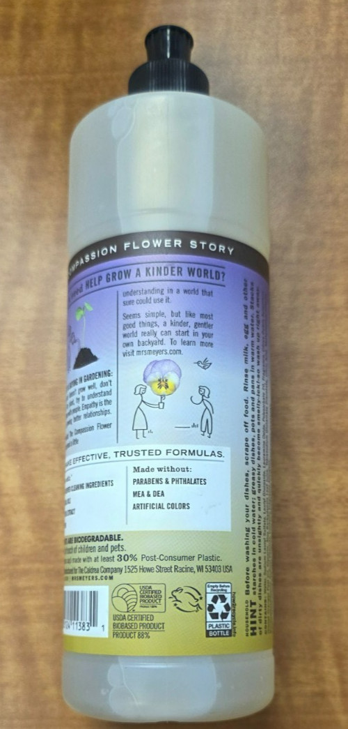 MRS. MEYER’S CLEAN DAY Liquid Dish Soap Biodegradable Formula 16 fl. oz – Pack 6