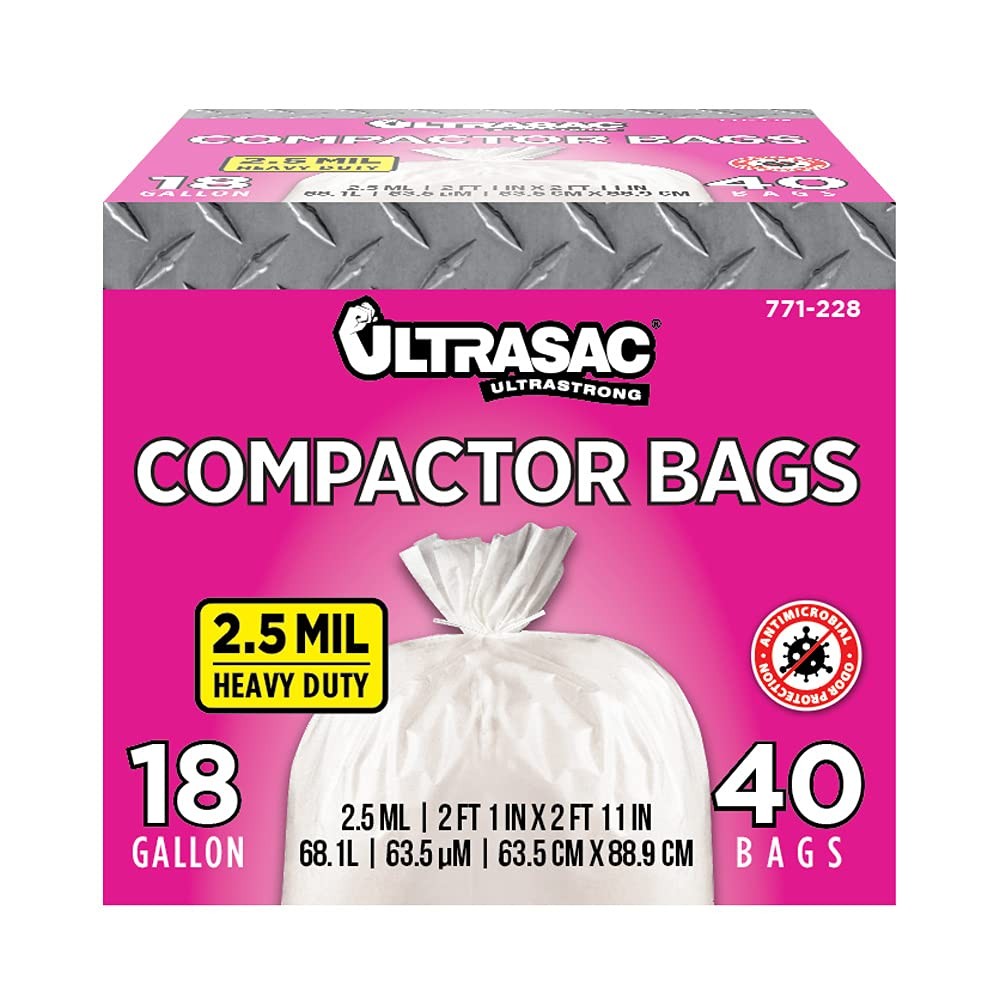 Trash Bags 18 Gallon for 15 inch Compactors – 25″ x 35″ 2.5 MIL