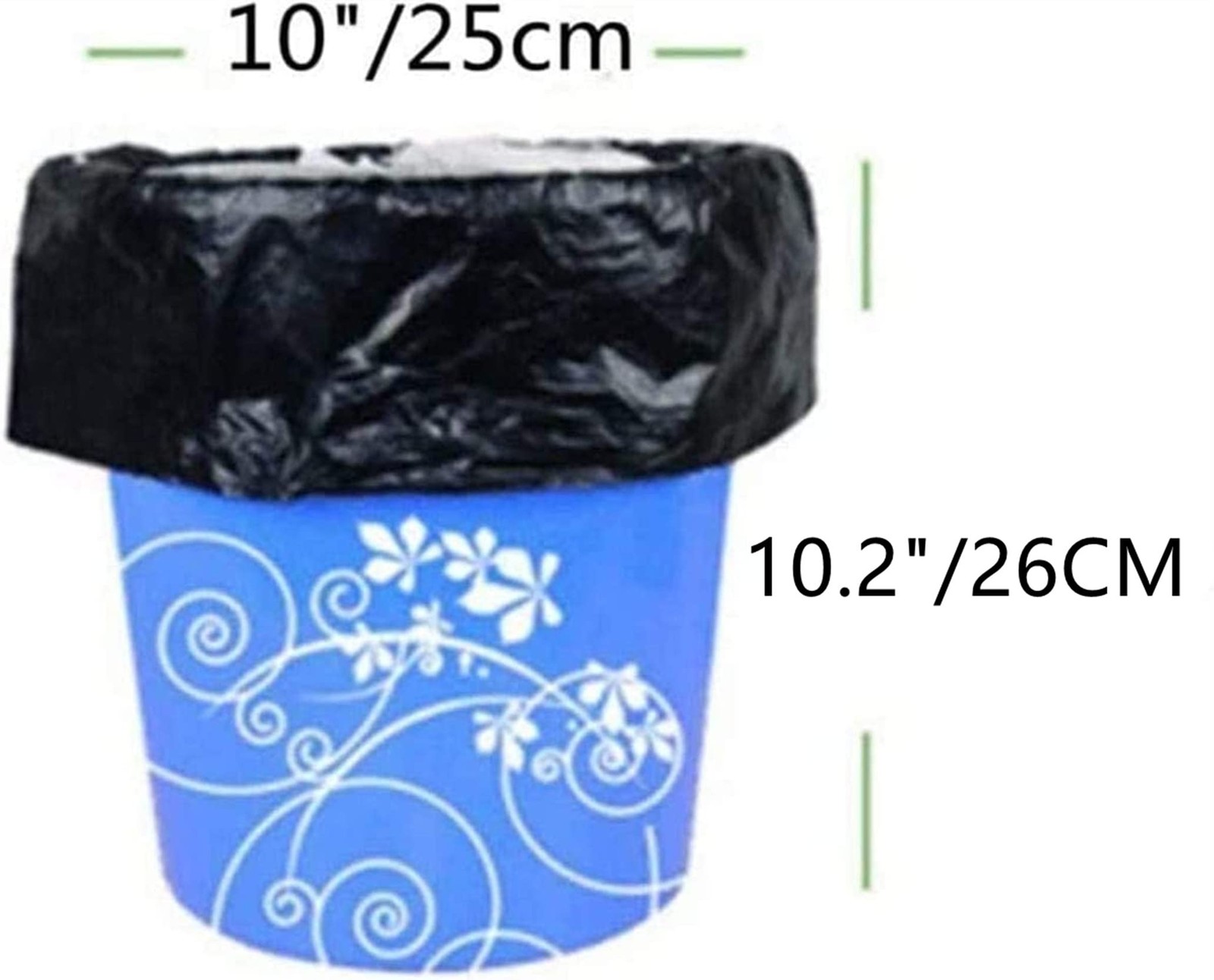1.2-1.5 Gallon/180pcs Small Wastebasket Trash 180 Count (Pack of 1), Black