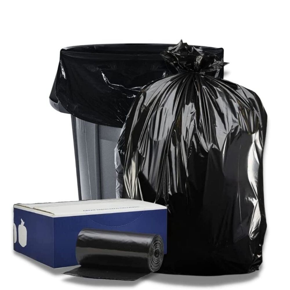 Plasticplace 25 Gal Eco-Friendly Trash Bags – Black, case of 100 bags