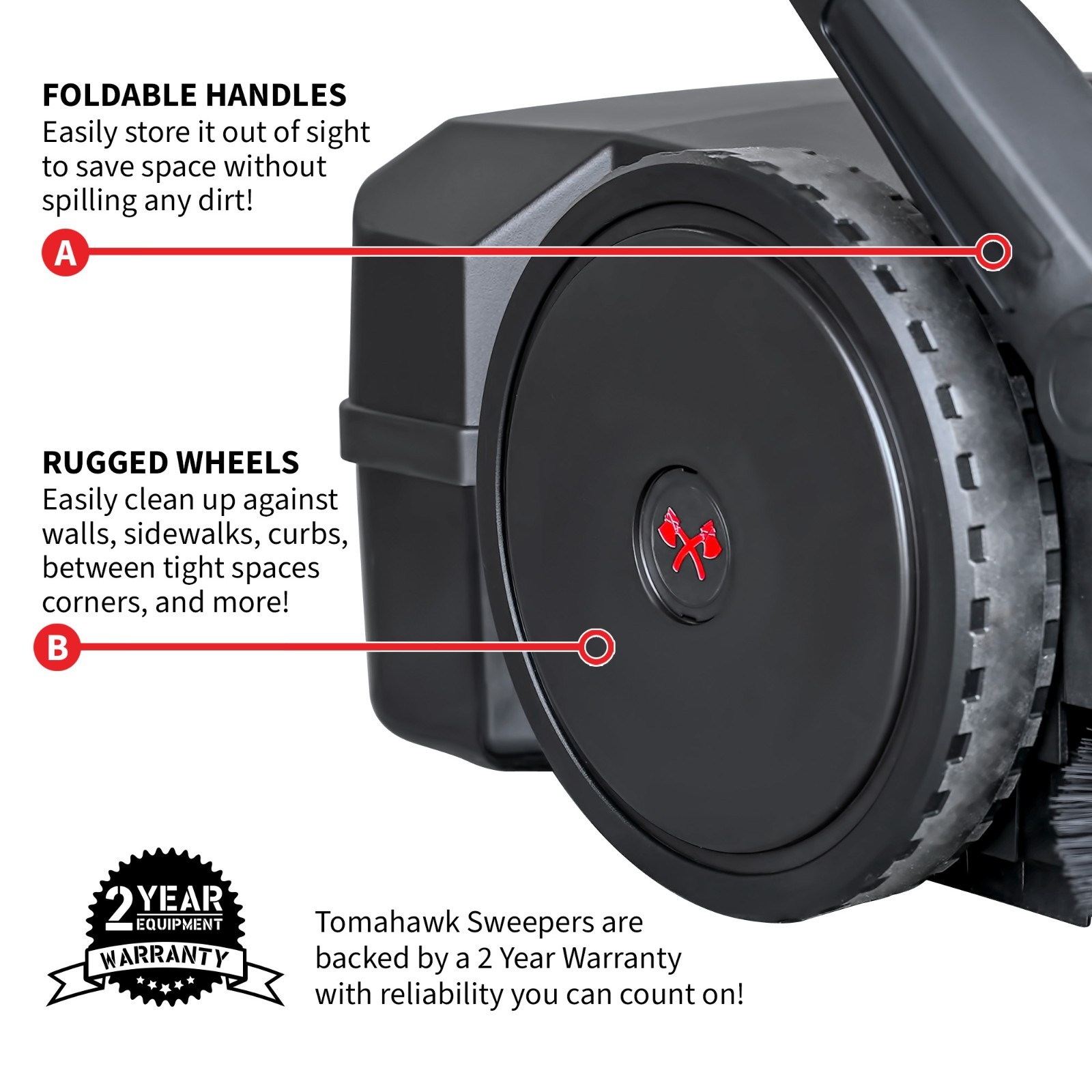 30″ Battery Powered Push Sweeper Triple Brooms Electric Drive Dust Suppression