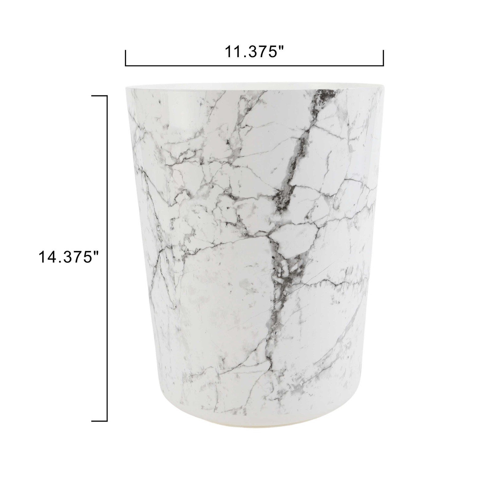 Bathroom Trash Can, 5 Gallon Small Plastic Garbage Bin with No Lid, White Marble