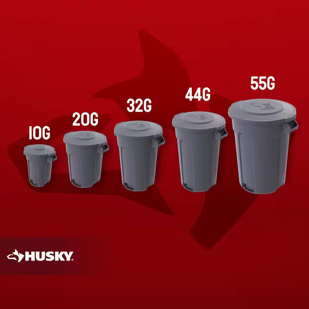 20 Gal. Grey Heavy Duty Commercial Outdoor Trash Can with Domed Lid