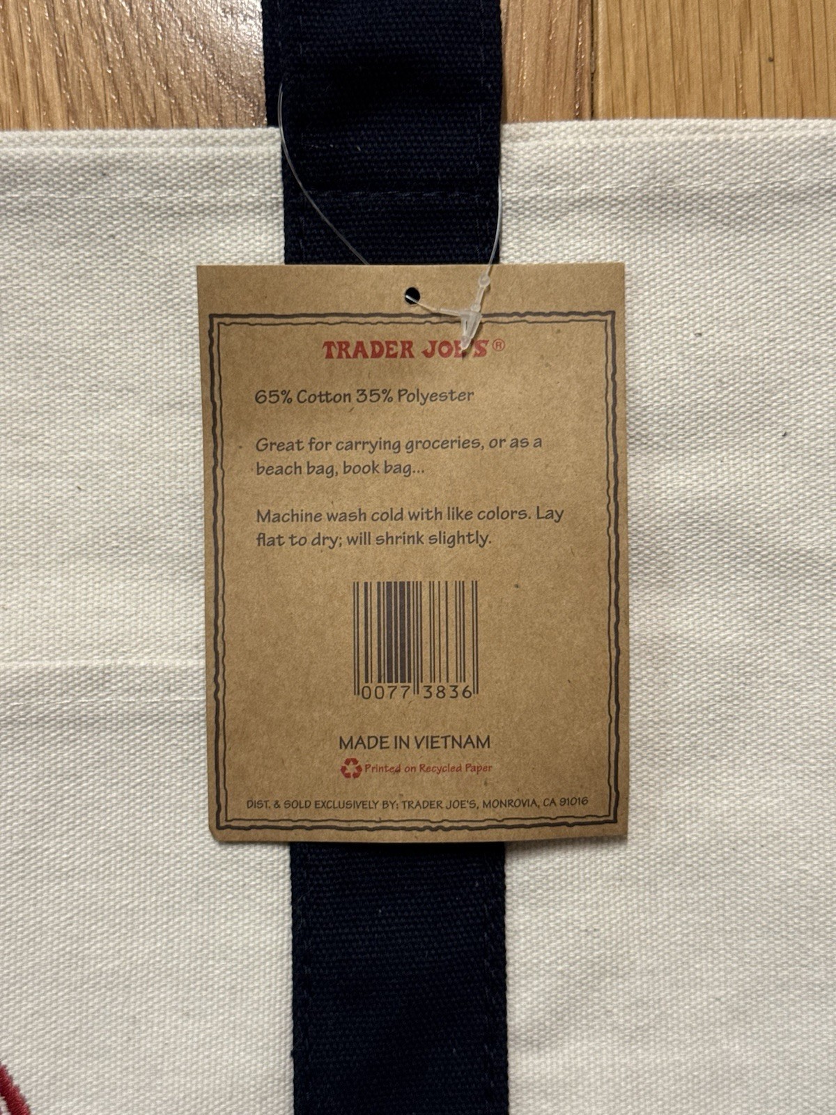 Trader Joe’s Large Classic Canvas Tote Bag Navy Blue Heavy Duty Limited Edition