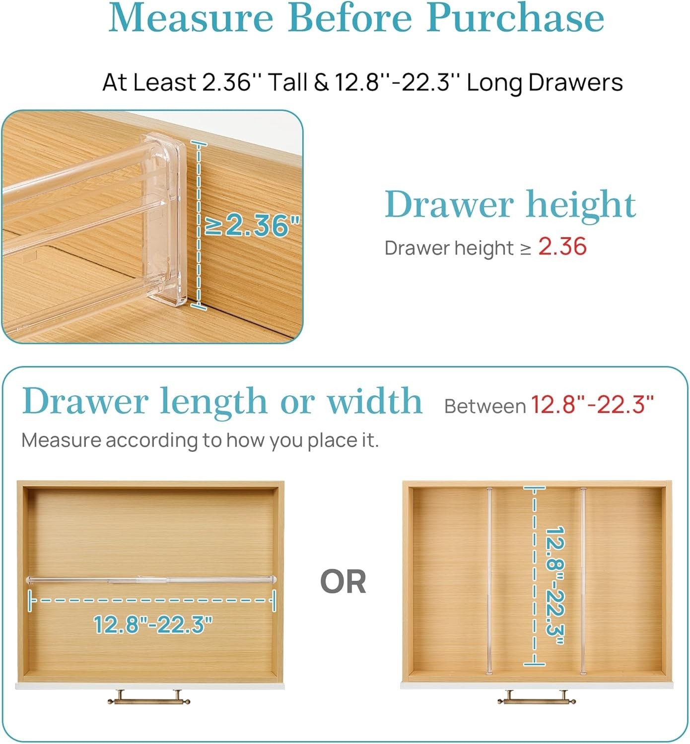 Drawer Dividers Adjustable Expandable Plastic Organizer Separator for Flatware