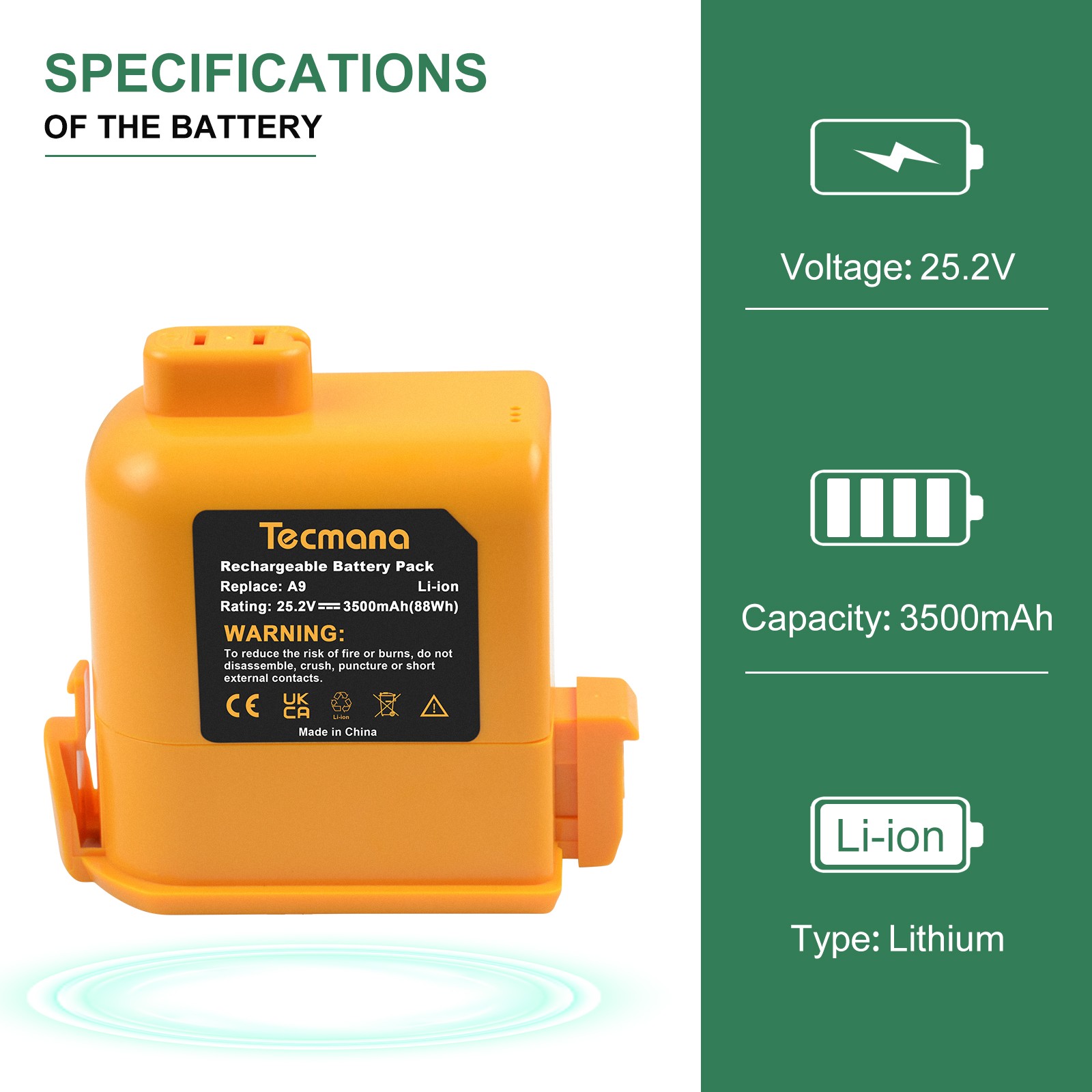 25.2V 3.5Ah Li-ion Battery For LG Cord Zero A9 Cordless Vacuums A926 A927 A929