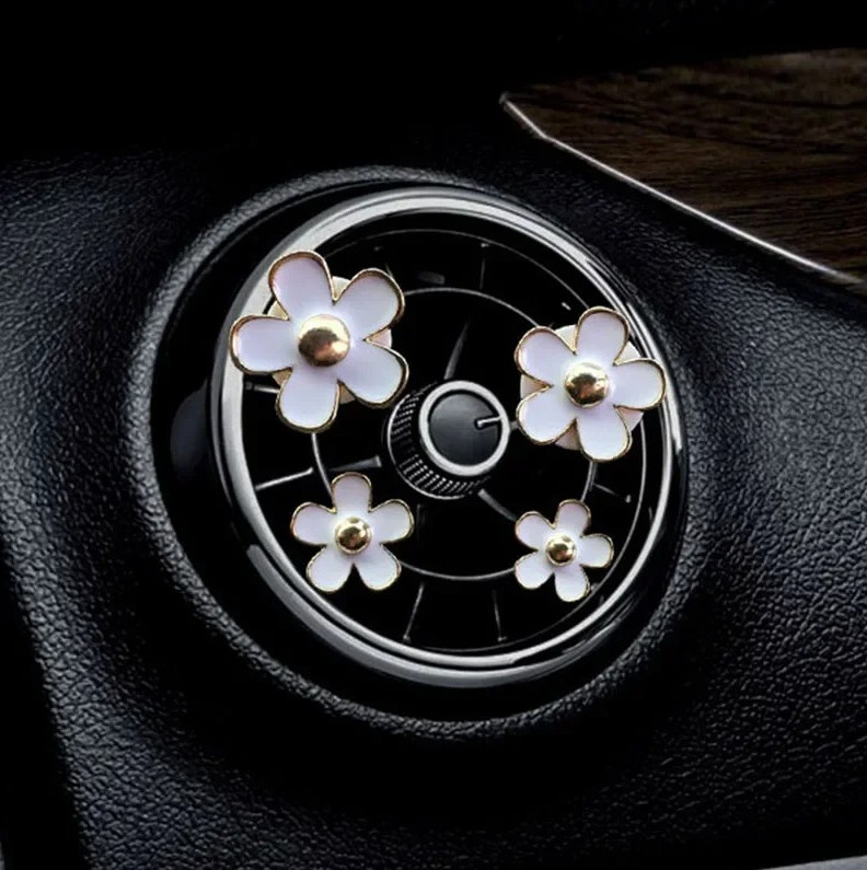 4 pcs Car Vent Perfume Clips Cute Flower Air Freshener Aromatherapy