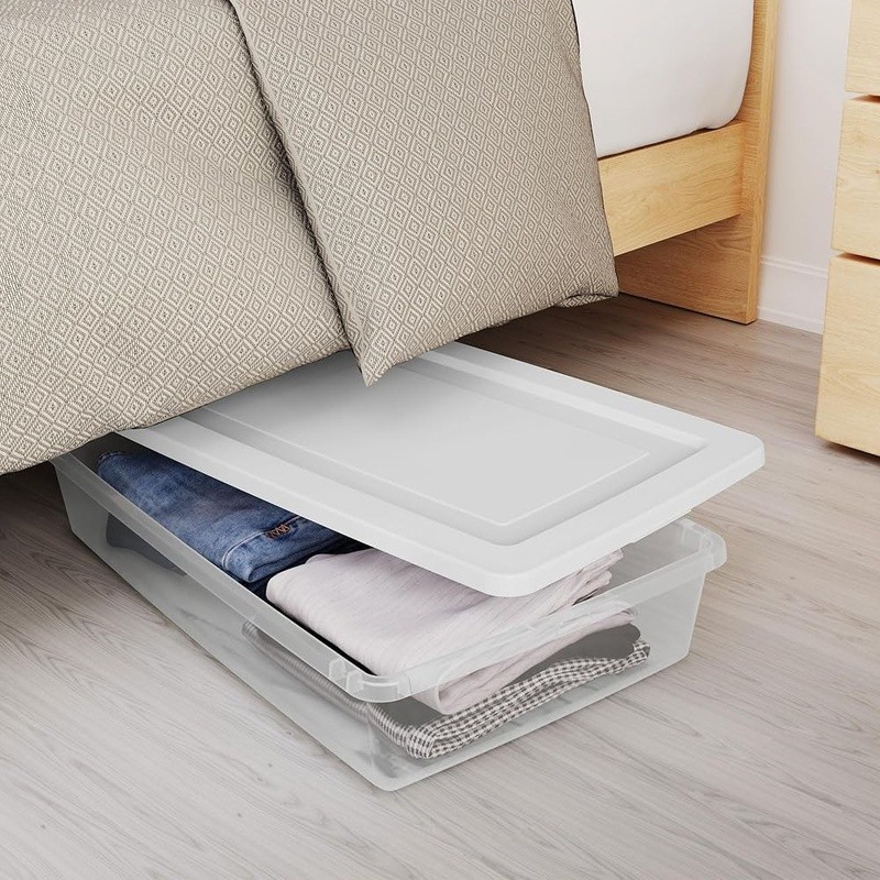 Stackable Plastic Storage Boxes Lightweight Shatterproof Durable W/ Secure Lids