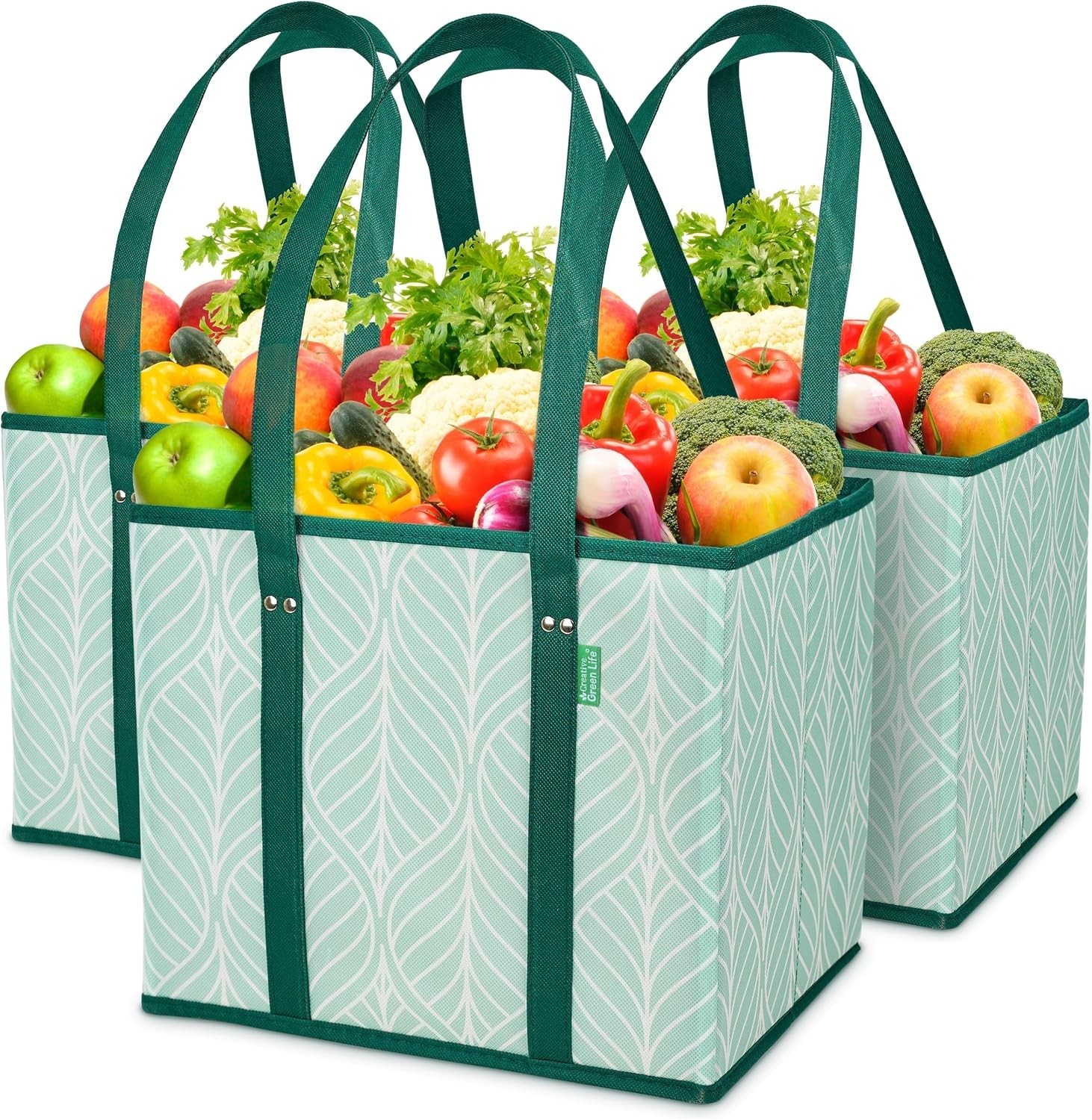 Reusable Canvas Grocery Bags with Triple Layer Design for Strength & Durability