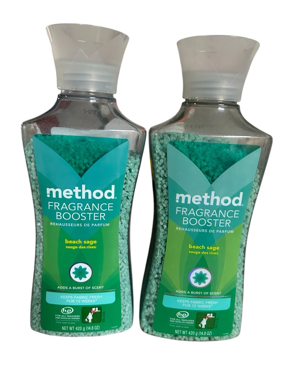 (2) 14.8 Oz Method Laundry Fragrance Boosters Scent Beads Beach Sage