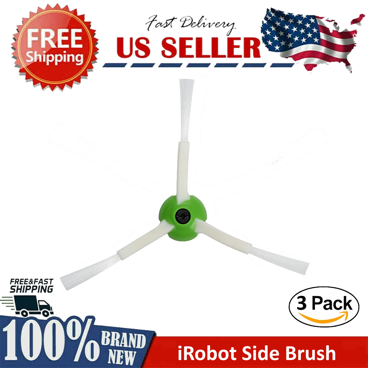 3 PACK Vacuum Side Brush Replacement for iRobot Roomba I-Series i3 i4 i6 i7 i8