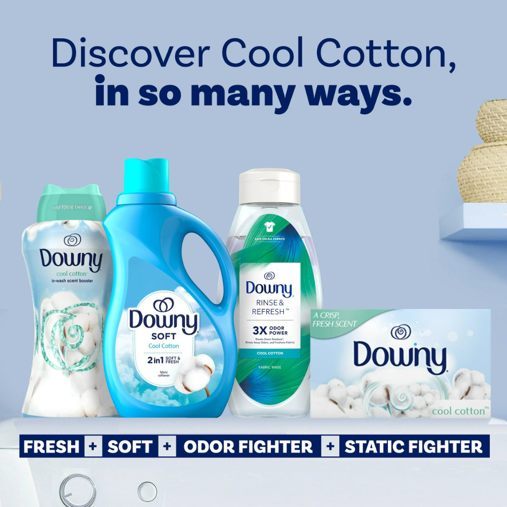 Downy Liquid Fabric Softener, Cool Cotton Scent, 111 fl oz, 150 Loads, Best New
