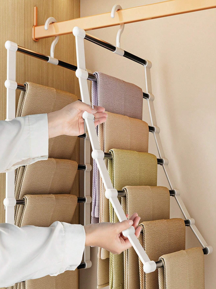 1 pc Multi-Layer Pants Hanger Space-Saving Non-Slip Wardrobe Organizer