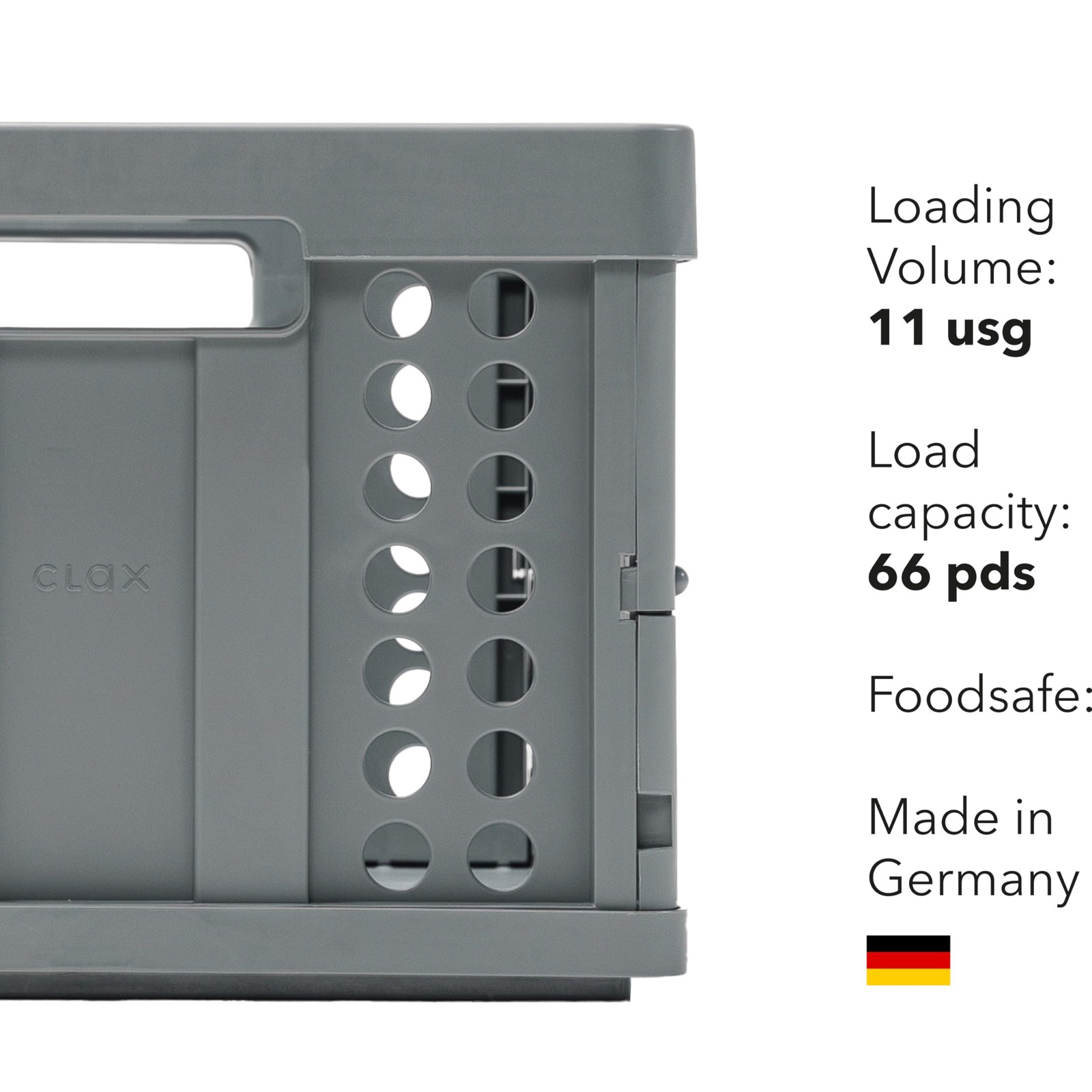 ® crate | folding box | basket | 48 qt (12 gal) | grey