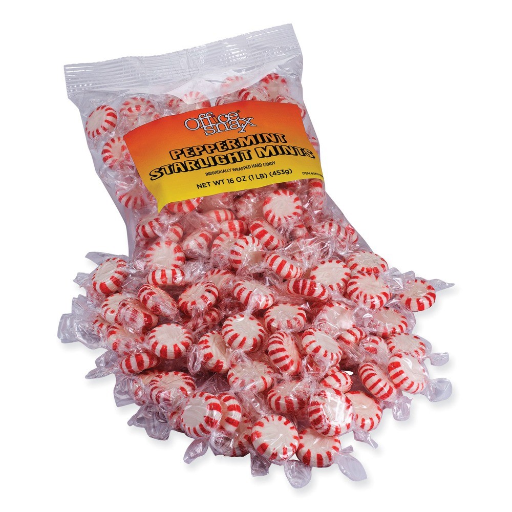 Office Snax 670 1 lb. Bag Candy Assortments – Starlight Peppermint Candy New