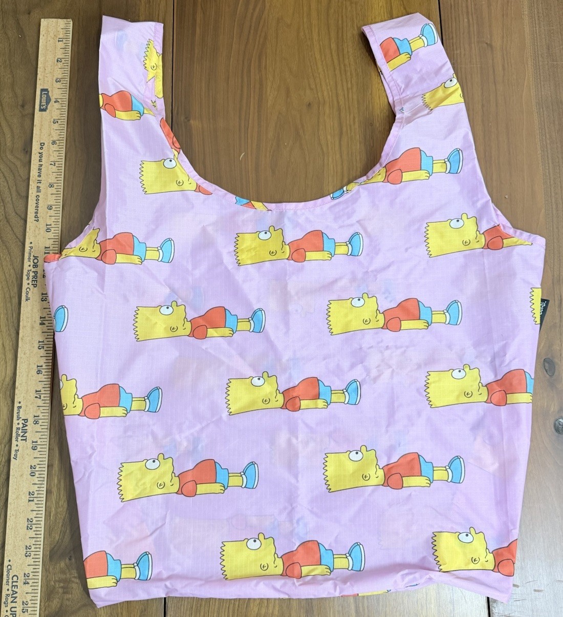 BAGGU The Simpsons Bart Simpson Nylon Pink Reuseable Grocery Tote Large Bag