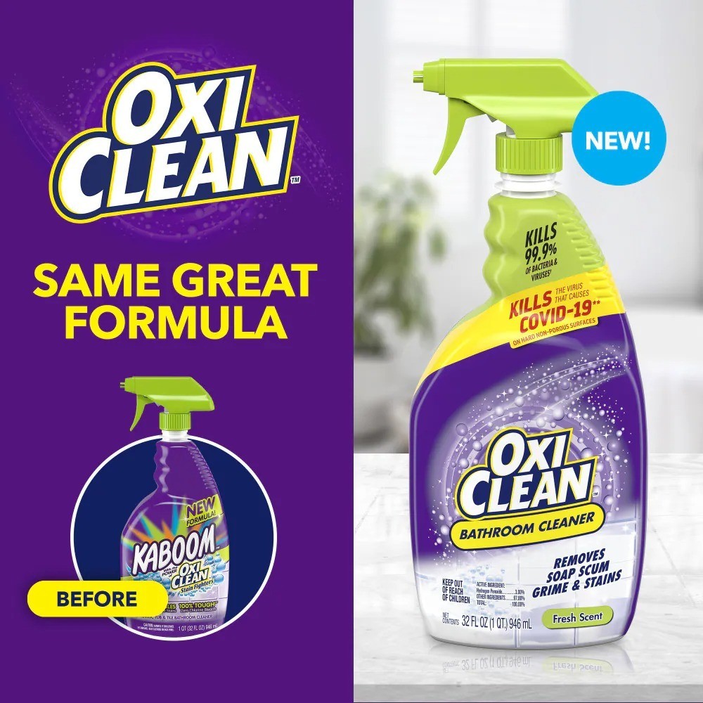 OxiClean Bathroom Cleaner, Shower, Tub & Tile, Powered 32 Fl Oz (Pack of 1)