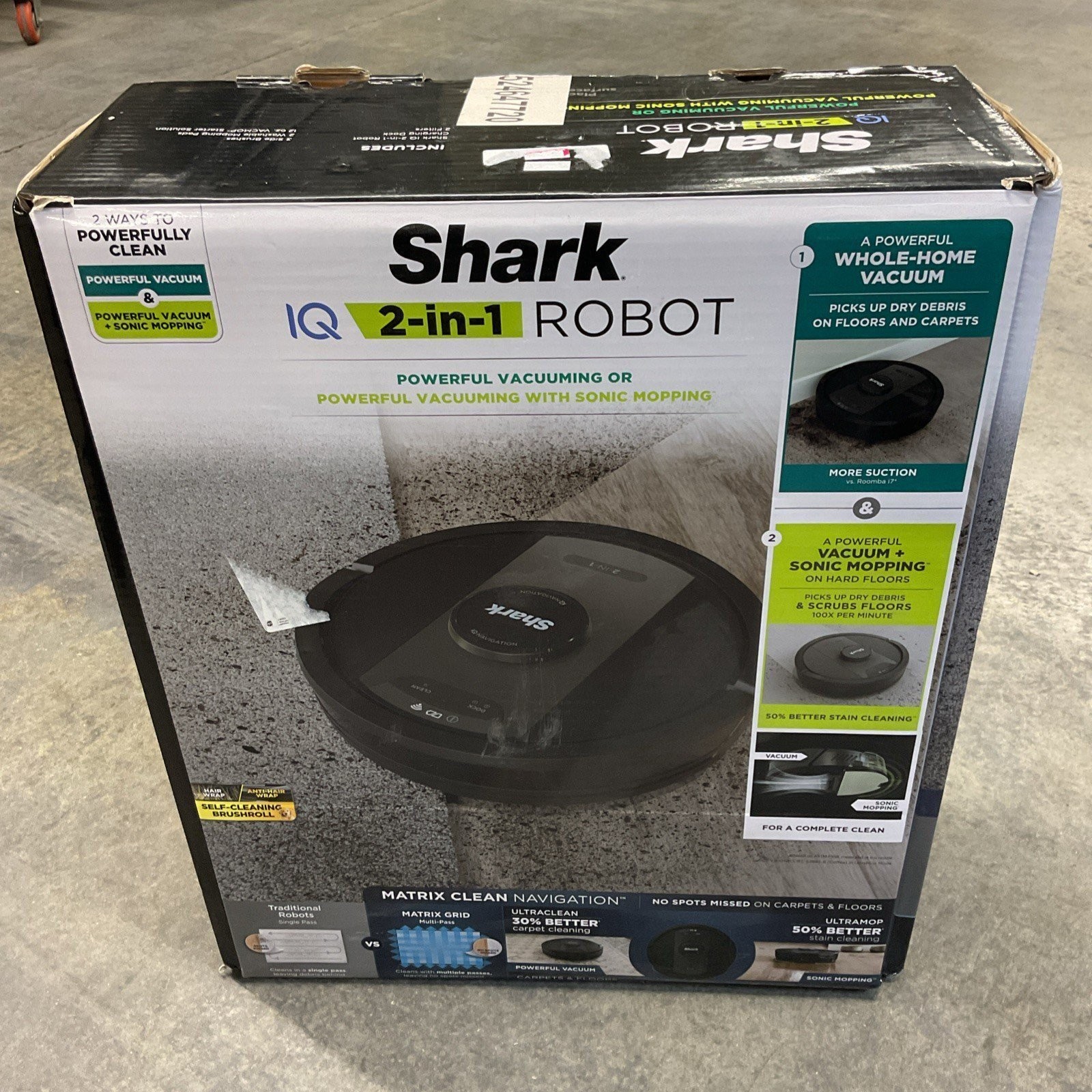 Shark UR2450WXUS Matrix IQ 2 in 1 Robot Mop Vacuum Black *Missing Battery*