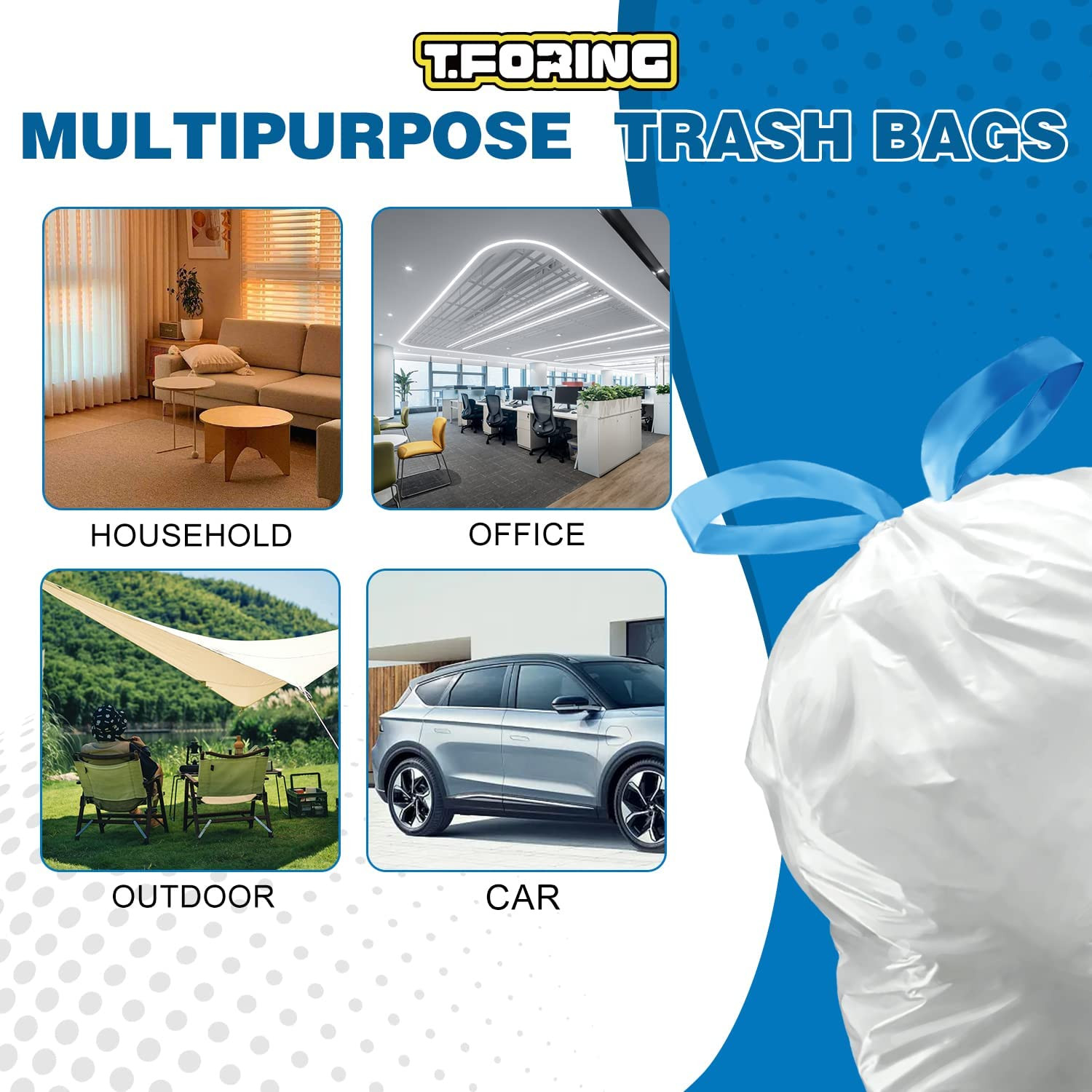 1.2 Gallon Mini Trash Bags Drawstring – 120 Count Thick Small Garbage Bags Unsce