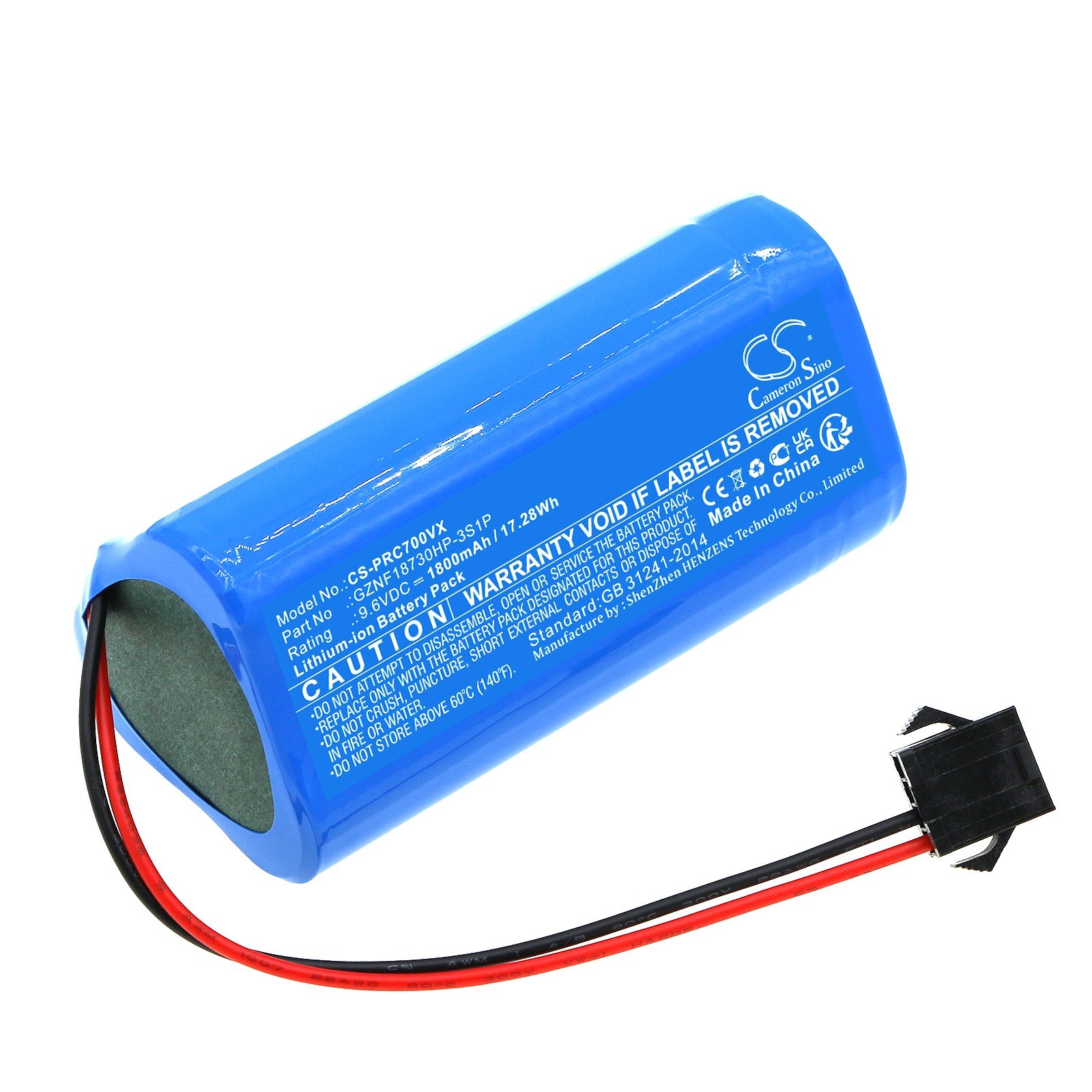 BATTERIE LiFePO4 9.6V 1800mAh GZNF18730HP-3S1P for Pure Clean PUCRCX70