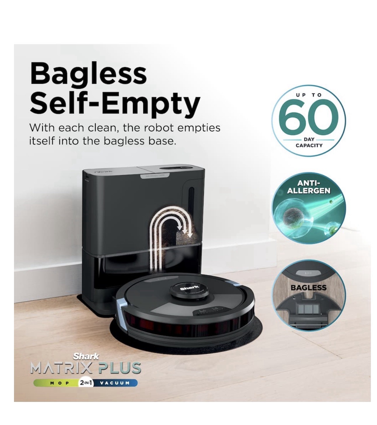 Shark Matrix Plus 2-in-1 Robot Vacuum & Mop Bagless Self-Empty LiDAR HEPA