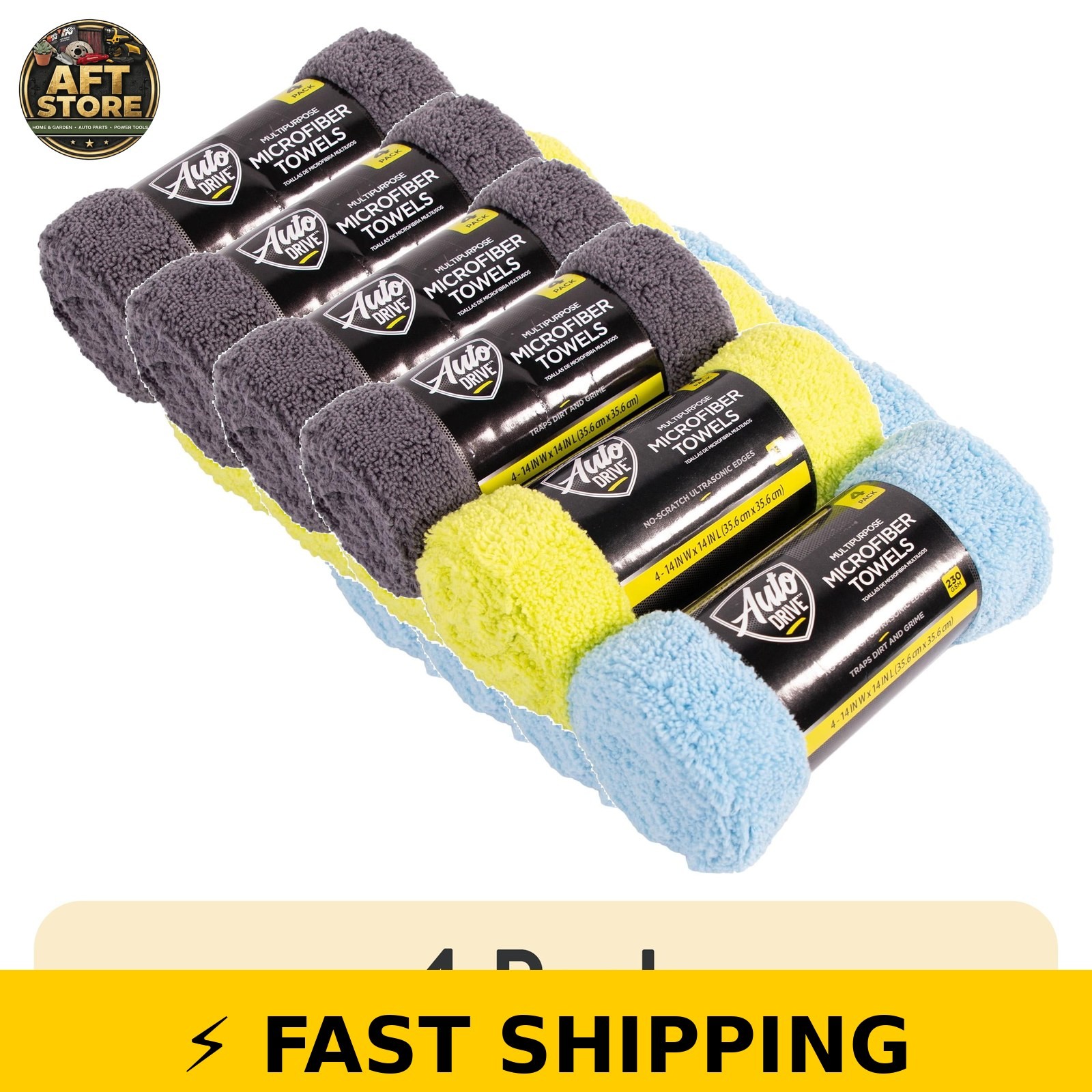 Auto Drive Microfiber Towel 4 Pack – Assorted Colors