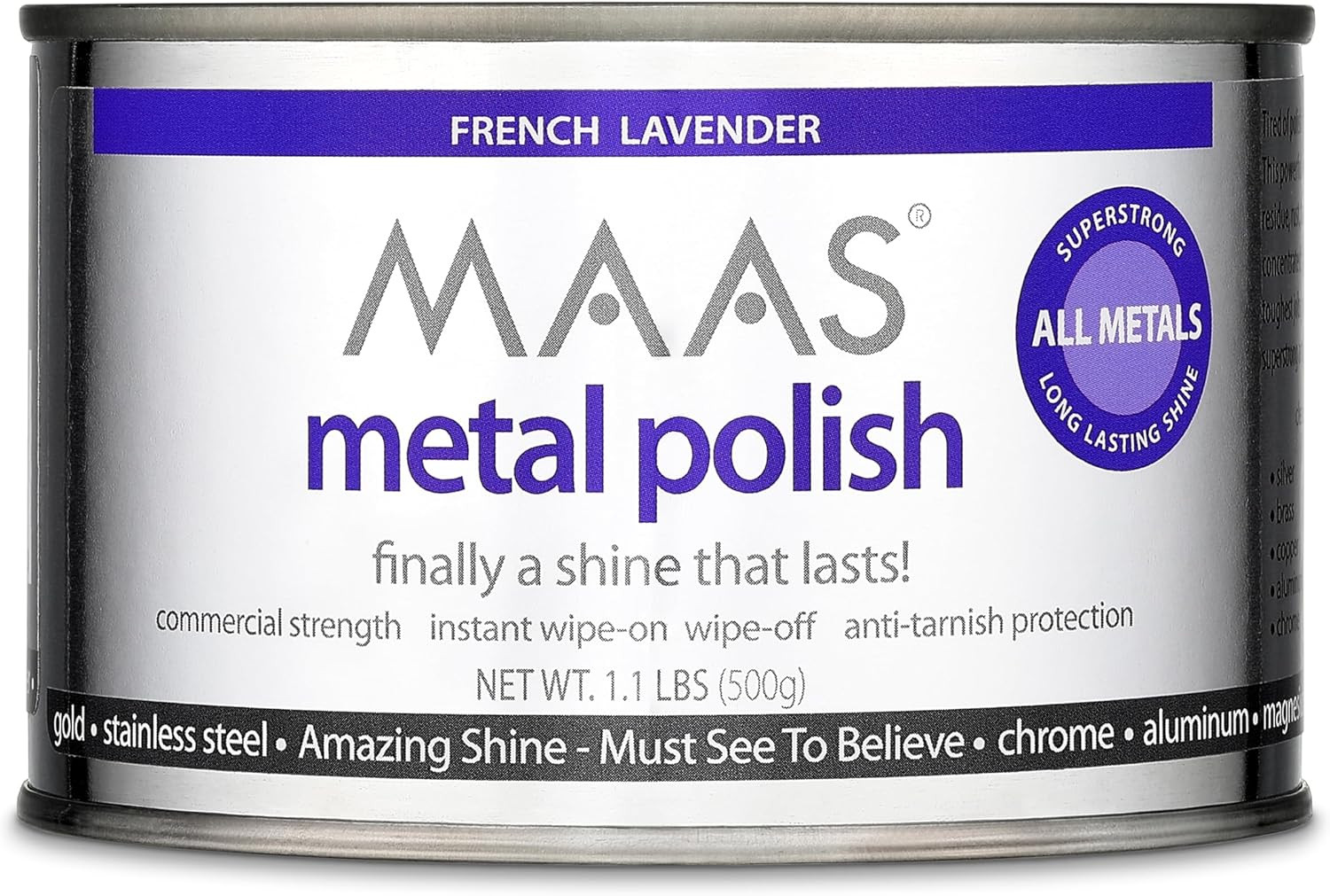 MAAS Metal Polish, Universal Metal Cleaner for All Metals, Clean 1.1Lb Can