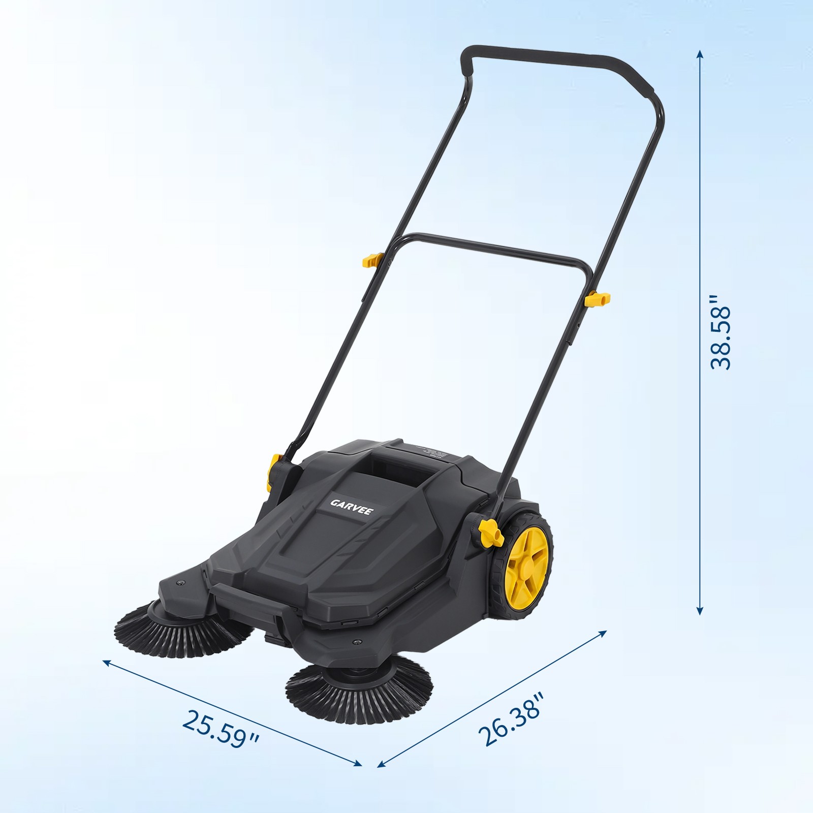 Manual Push 25.6″ Walk Behind Hand Push Floor Sweeper for Walkway Yard
