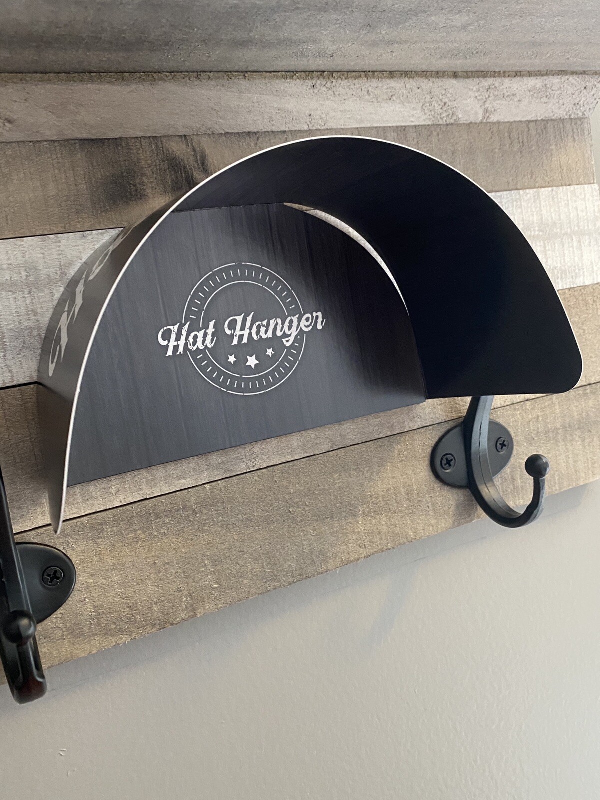 Hidden Hat Hangers -10 Pack – Black Barnwood – Holder Rack Hook Wall Display