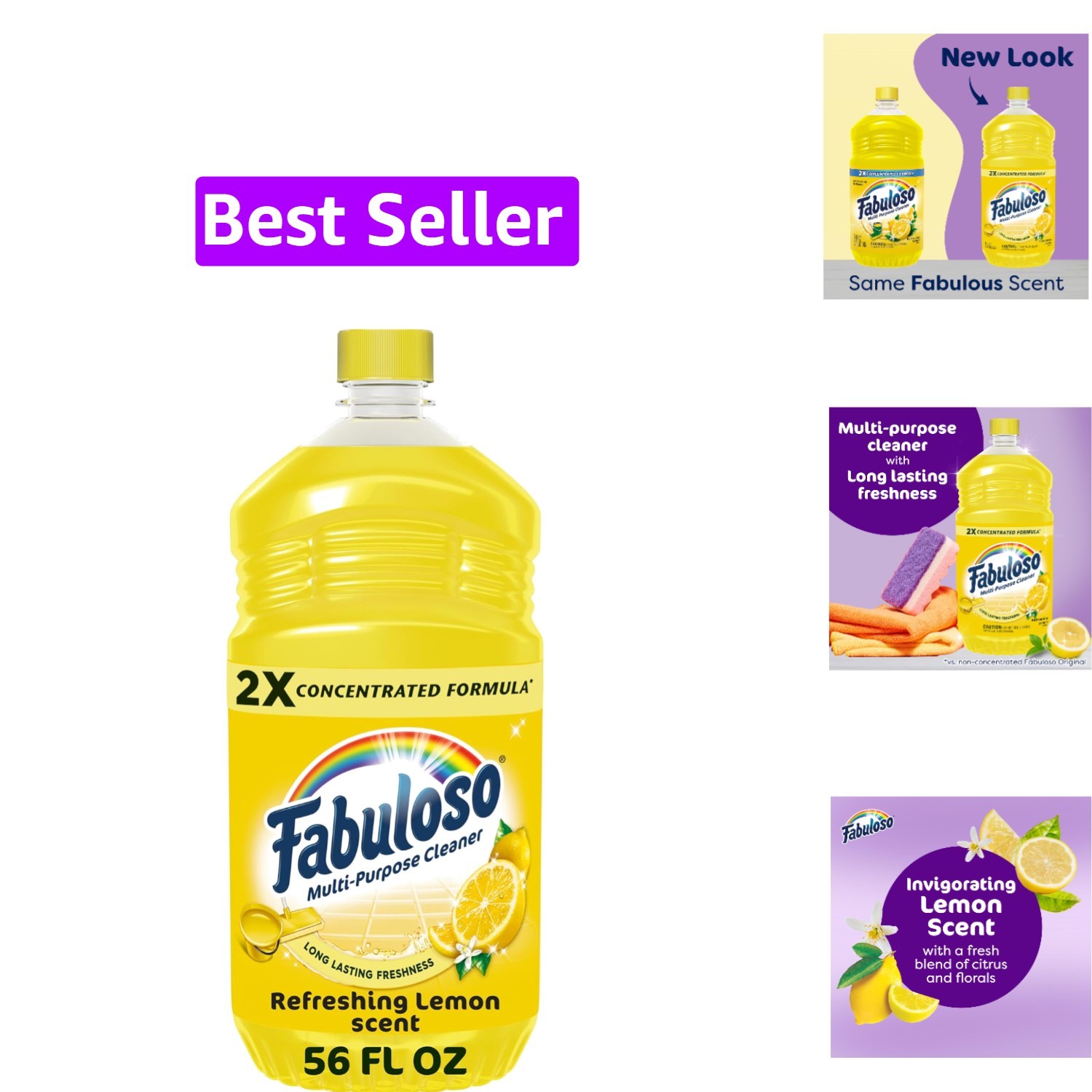 2X All-Purpose Cleaner, Refreshing Lemon Scent, 56 fl oz | No Rinse Floor Cle…