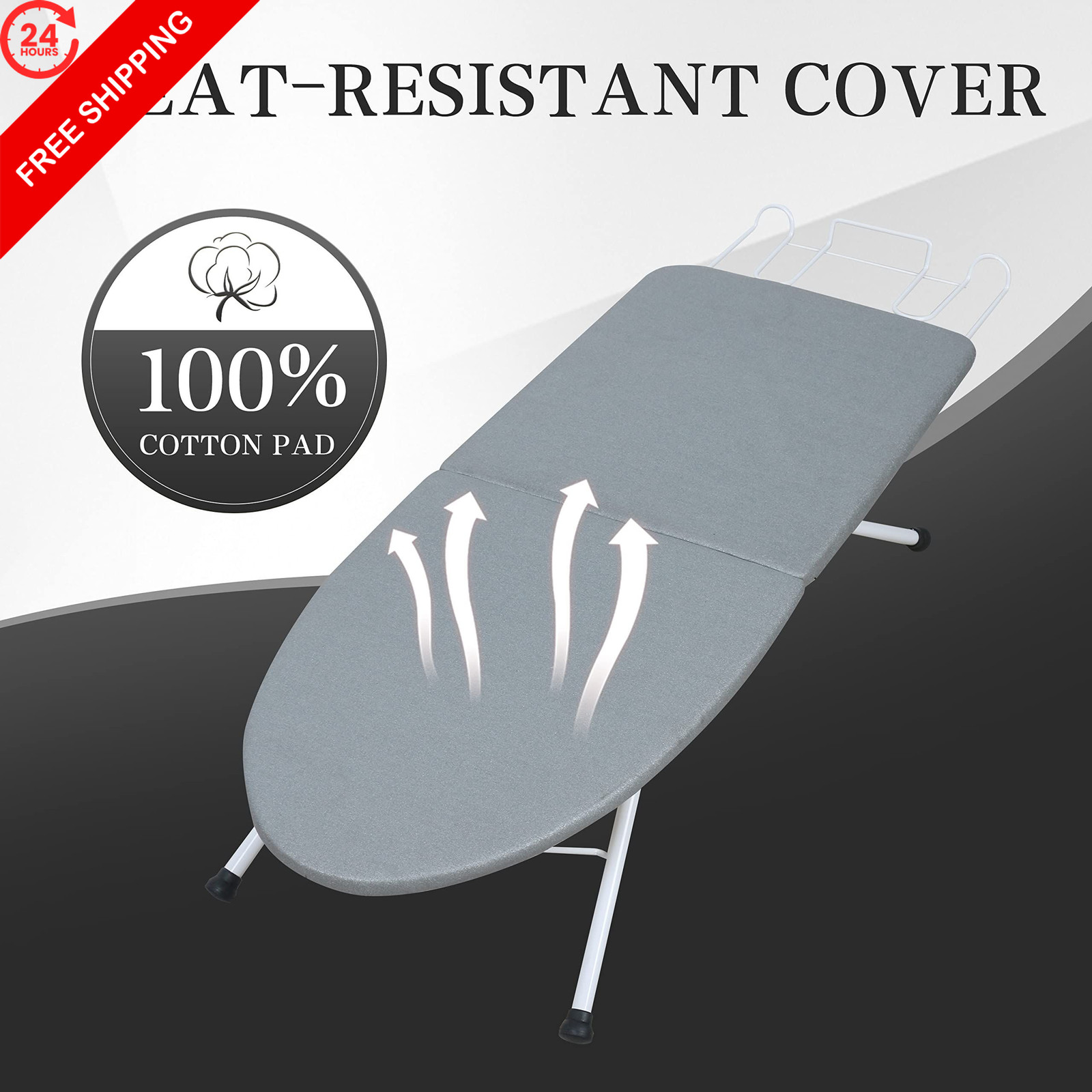 ZOES HOMEWARE Tabletop Ironing Board,Portable Iron 31.5″ x 11.8″ x 7″, Gray