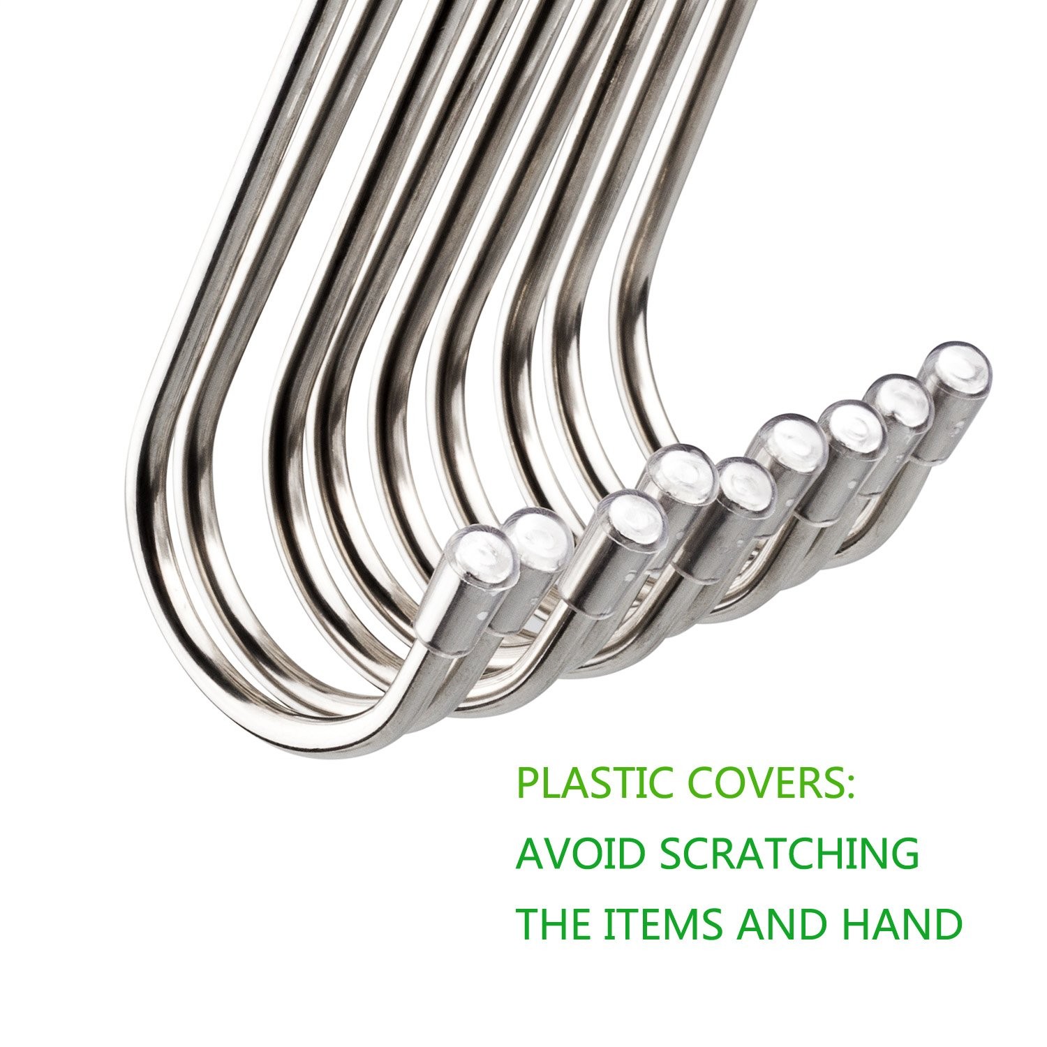Evob 20 Pack 3.4″ S Shaped Hooks Stainless Steel 3.9 x 4.2 x 1 inches, Silver